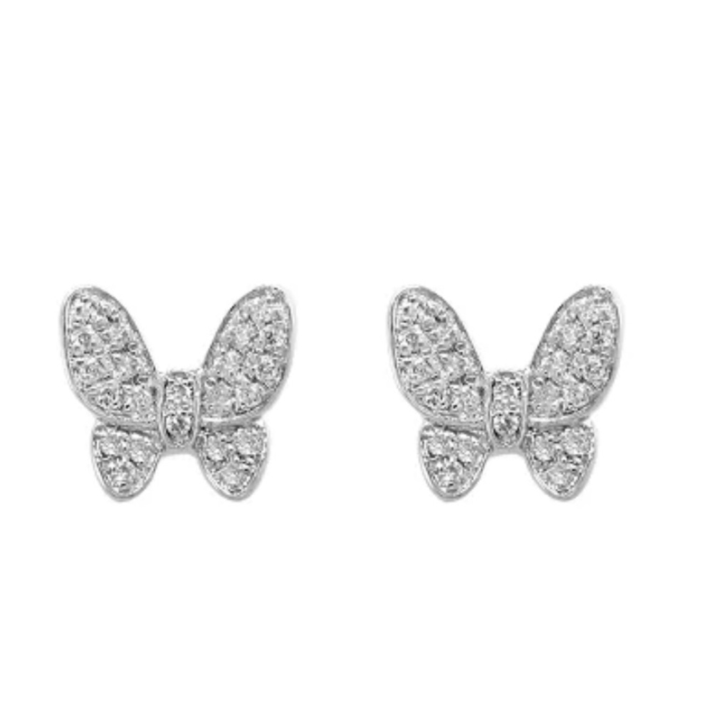 EFFY Diamond (1/8 ct.t.w.) Butterfly Stud Earrings in 925 Sterling Silver